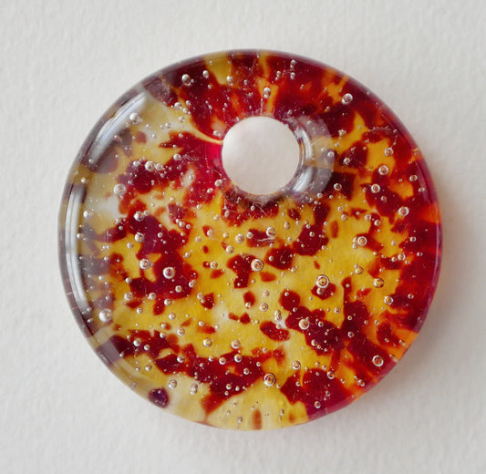 Round Pendant: Amber and Red (PENDANT ONLY)