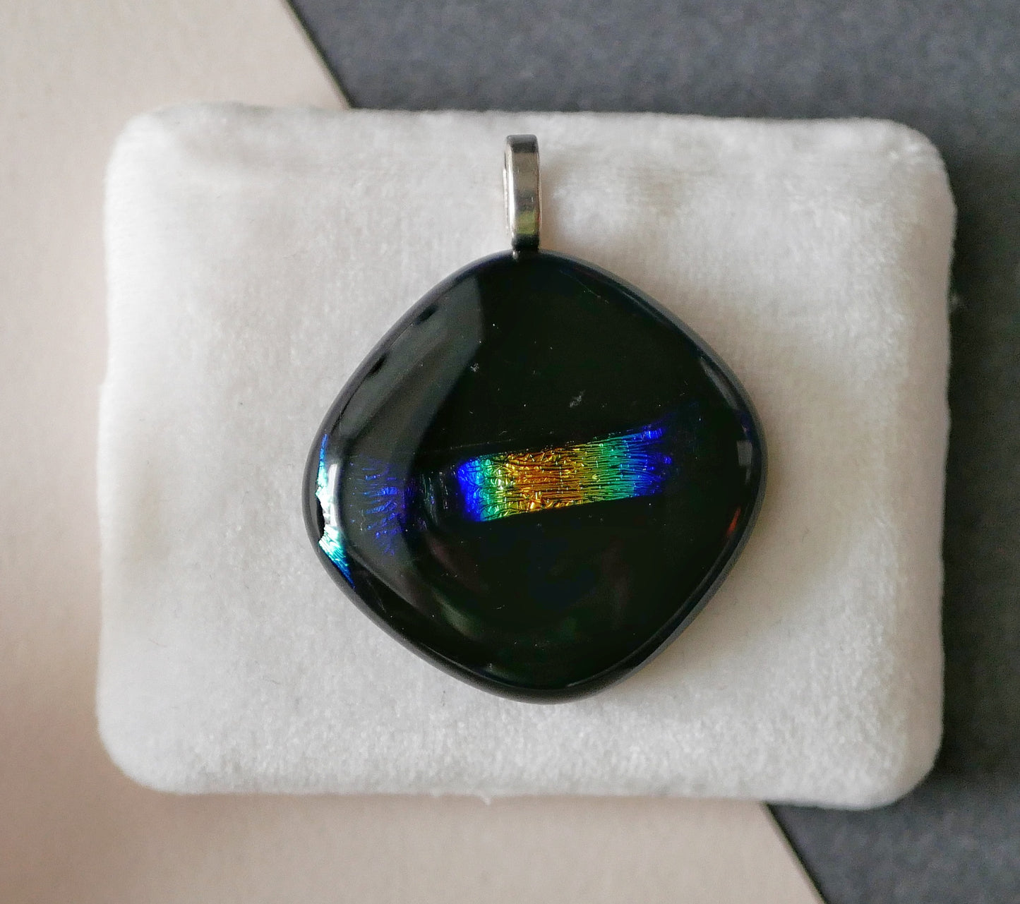 Dichroic Stripe Pendant with Choice of Chain #4