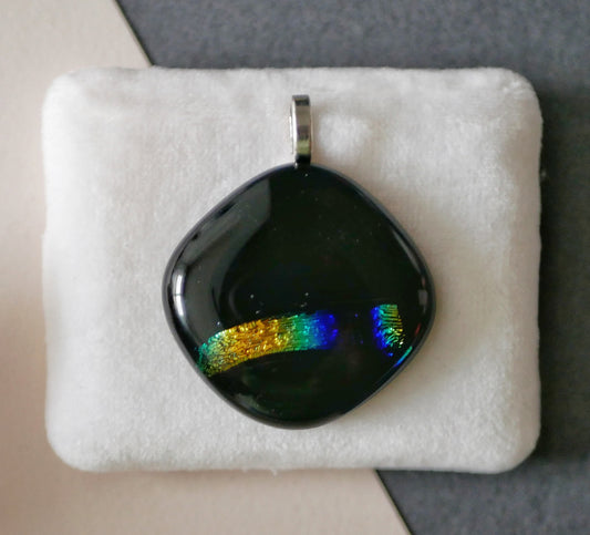 Dichroic Stripe Pendant with Choice of Chain #13