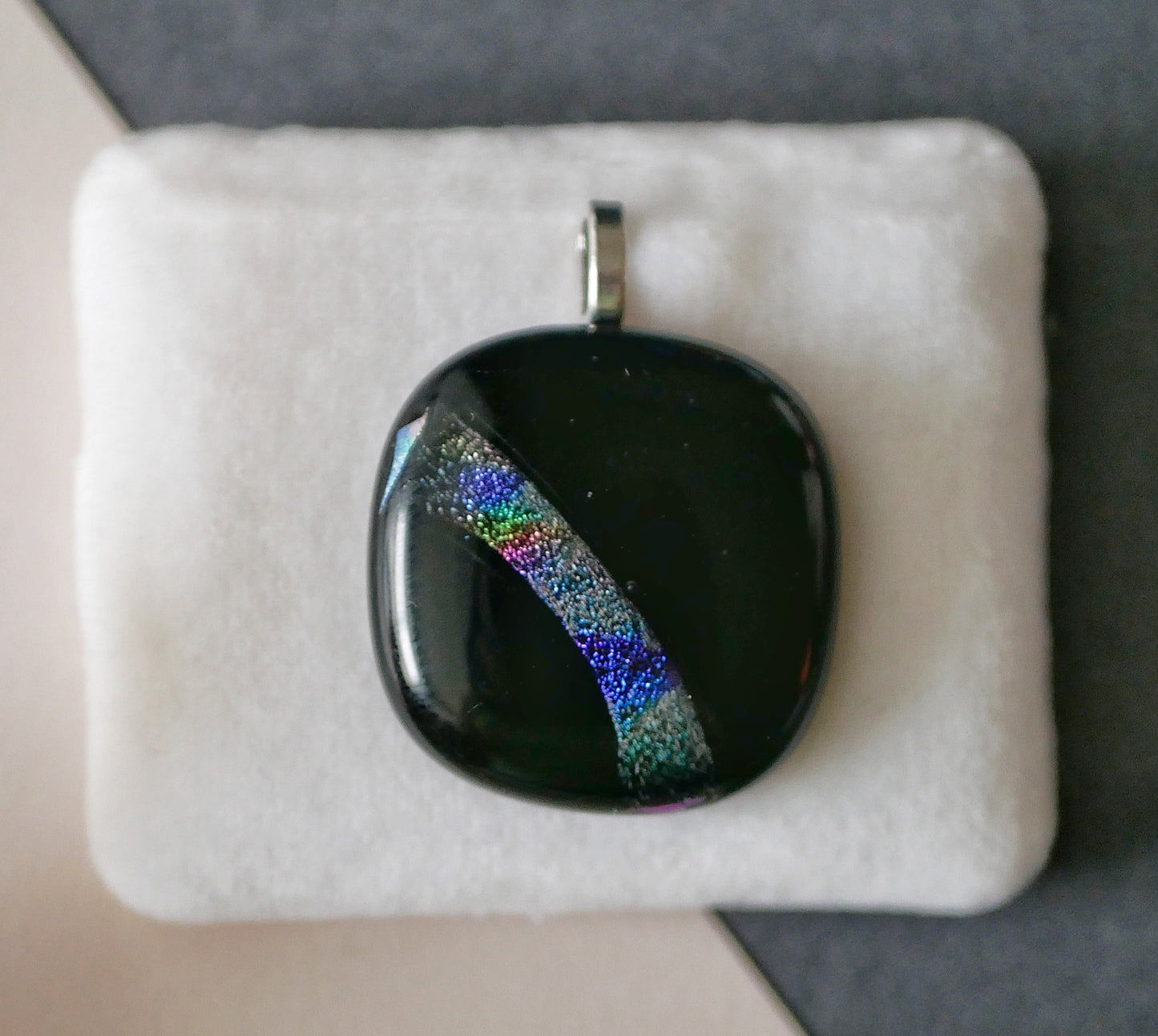 Dichroic Stripe Pendant with Choice of Chain #18