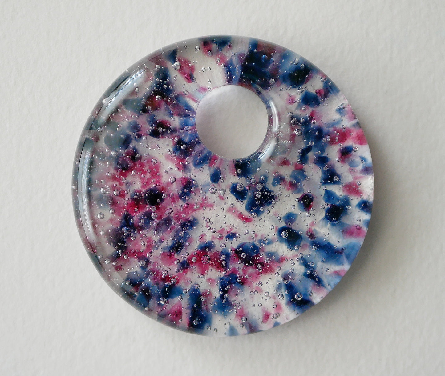 Round Pendant: Blue and Pink Confetti (PENDANT ONLY)