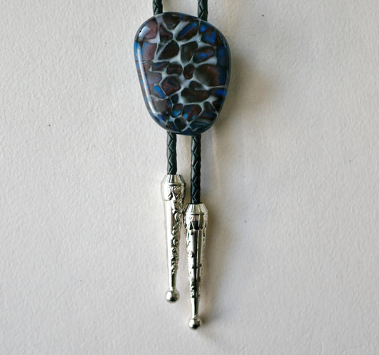 Copper Reaction (Blue, Brown and White) Bolo Tie #4