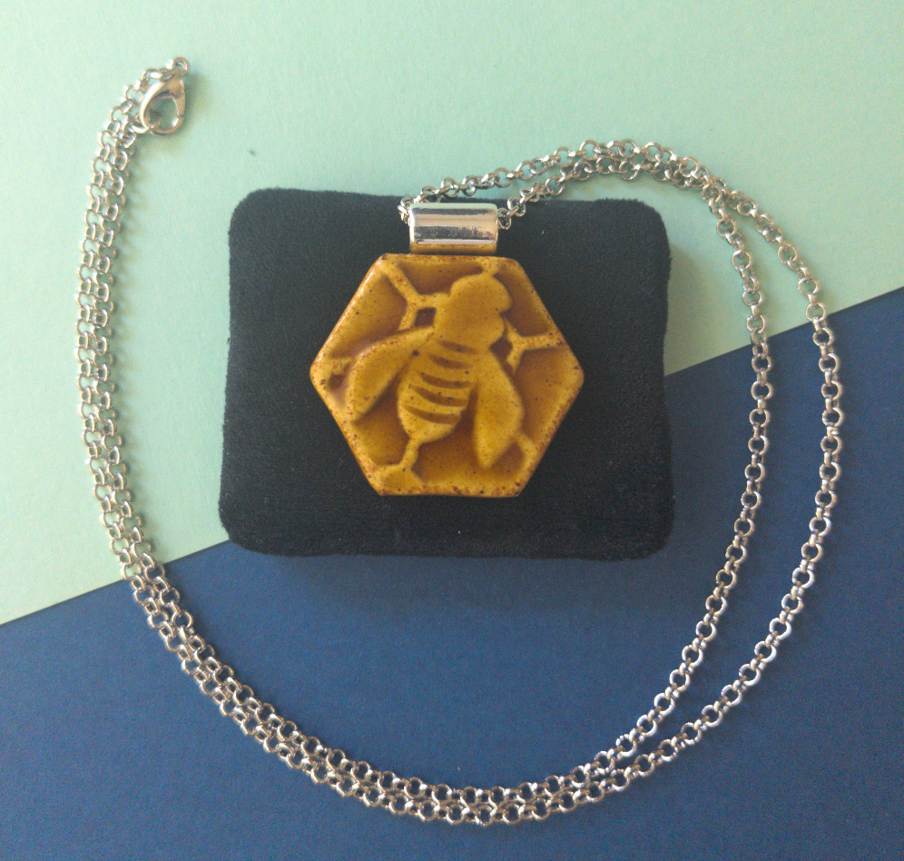 Honey Hexagon Bee Pendant