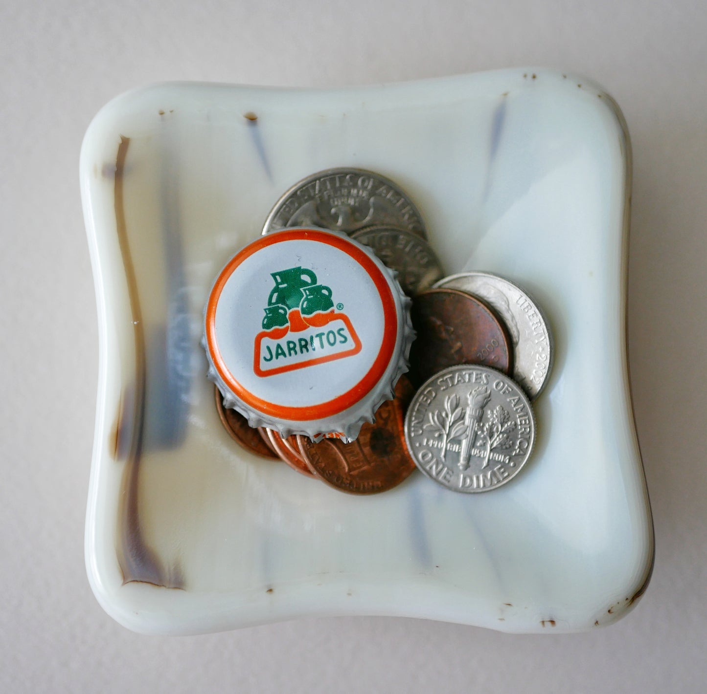 Trinket Dish: White, Blue and Brown