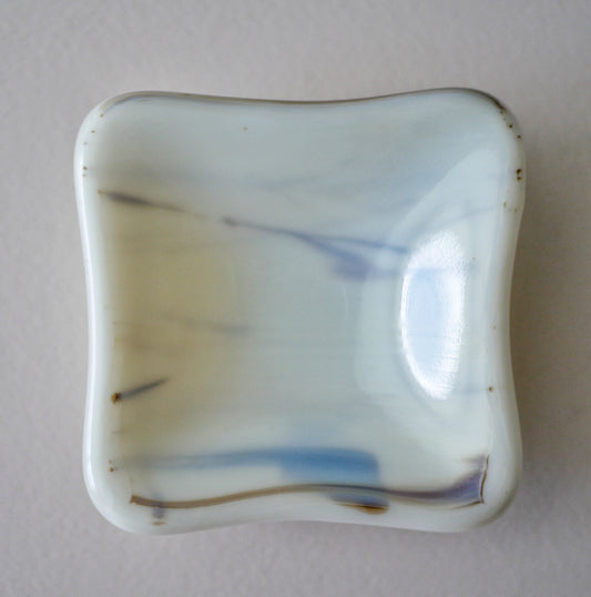 Trinket Dish: White, Blue and Brown