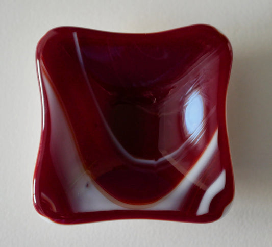 Trinket Dish: Red and White Swirl