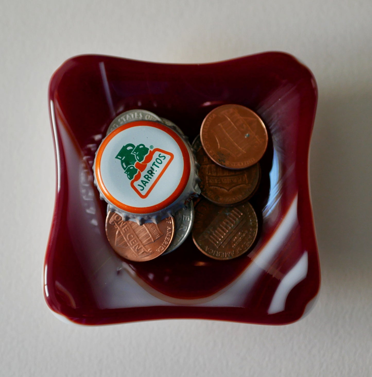 Trinket Dish: Red and White Swirl