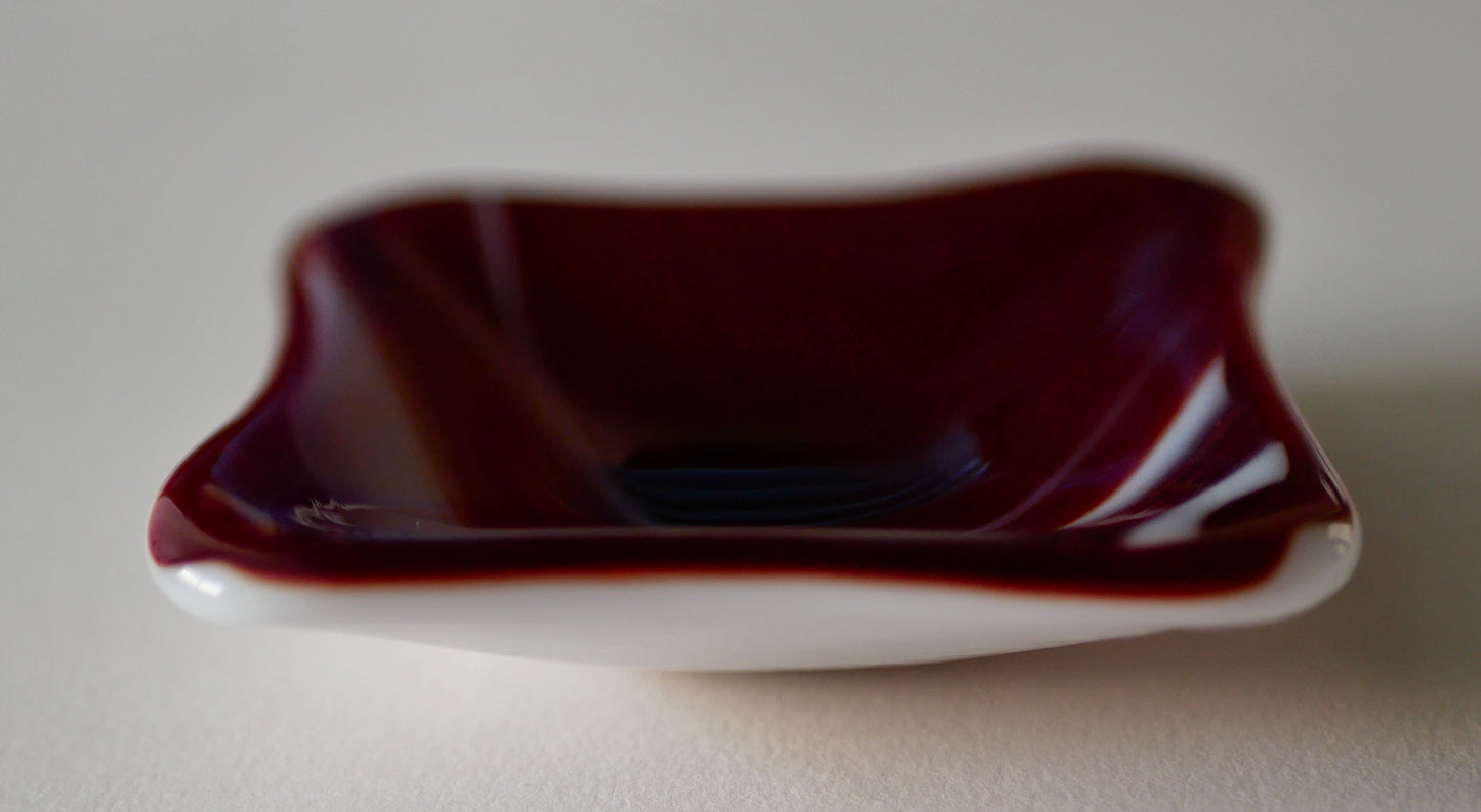 Trinket Dish: Red and White Swirl