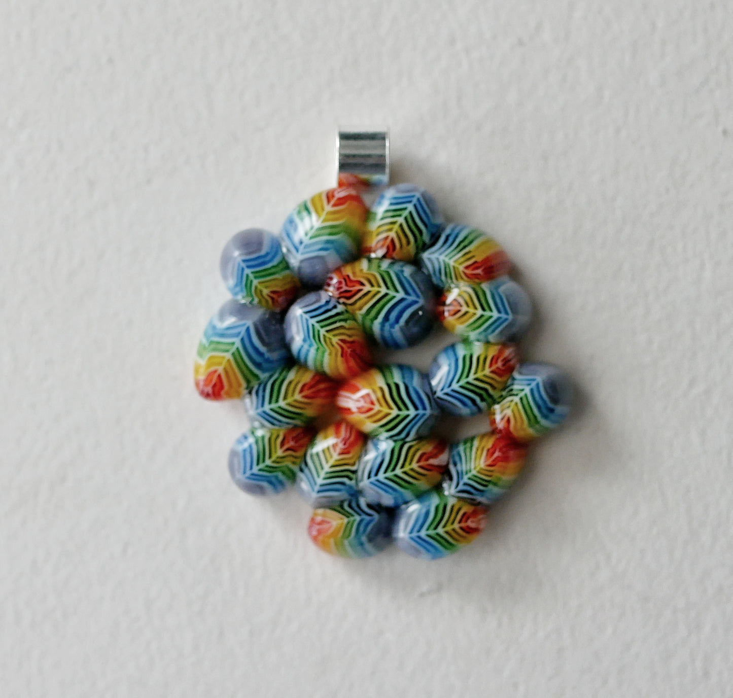 Rainbow Leaf Cluster Pendant #3 (Sterling Silver) (PENDANT ONLY)