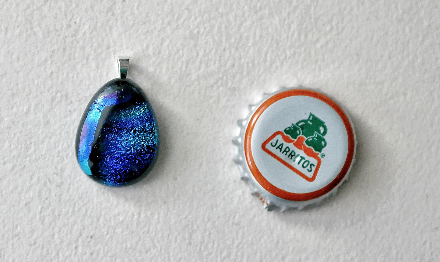 Blue Dichroic Pendant #4 (Sterling Silver) (PENDANT ONLY)
