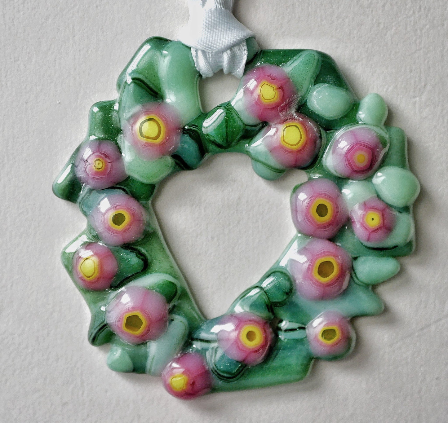 Bumpy Geometric Wreath with Pink and Yellow Flowers  (Small)