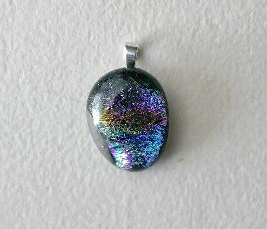 Cool Multicolor Dichroic Pendant #5 (Sterling Silver) (PENDANT ONLY)