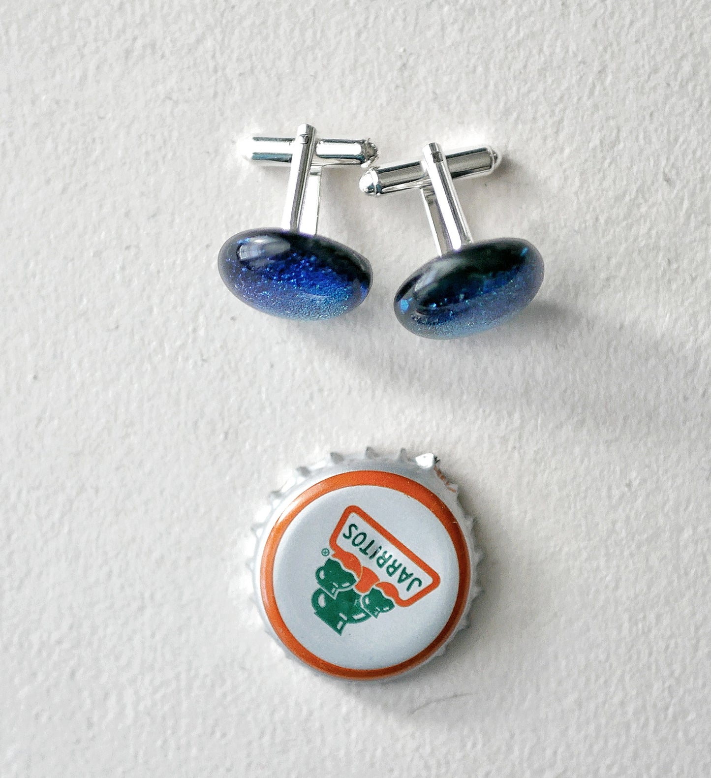 Blue Dichroic Sterling Silver Cufflinks