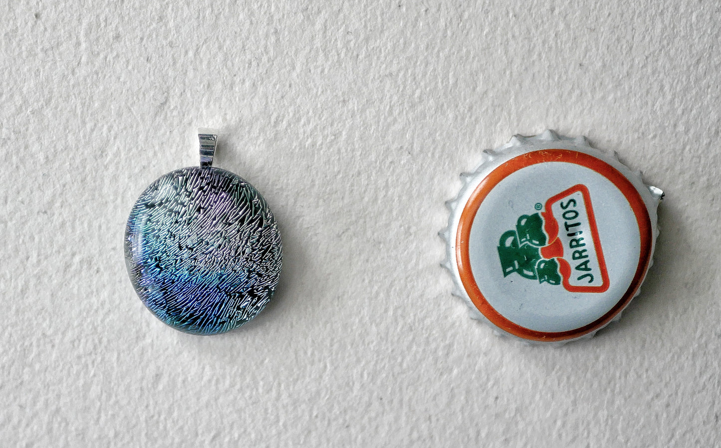 Blue and Silver Dichroic Pendant #1 (Sterling Silver) (PENDANT ONLY)