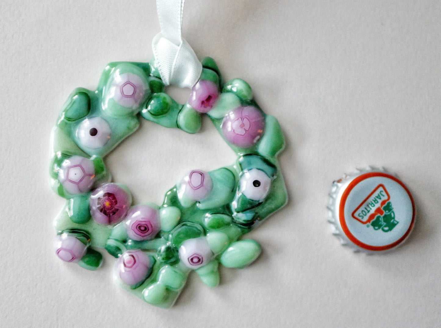 Bumpy Geometric Wreath with Blobby Pink Flowers (Small)
