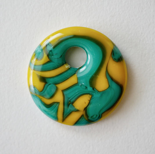 Round Pendant: Teal and Yellow (PENDANT ONLY)