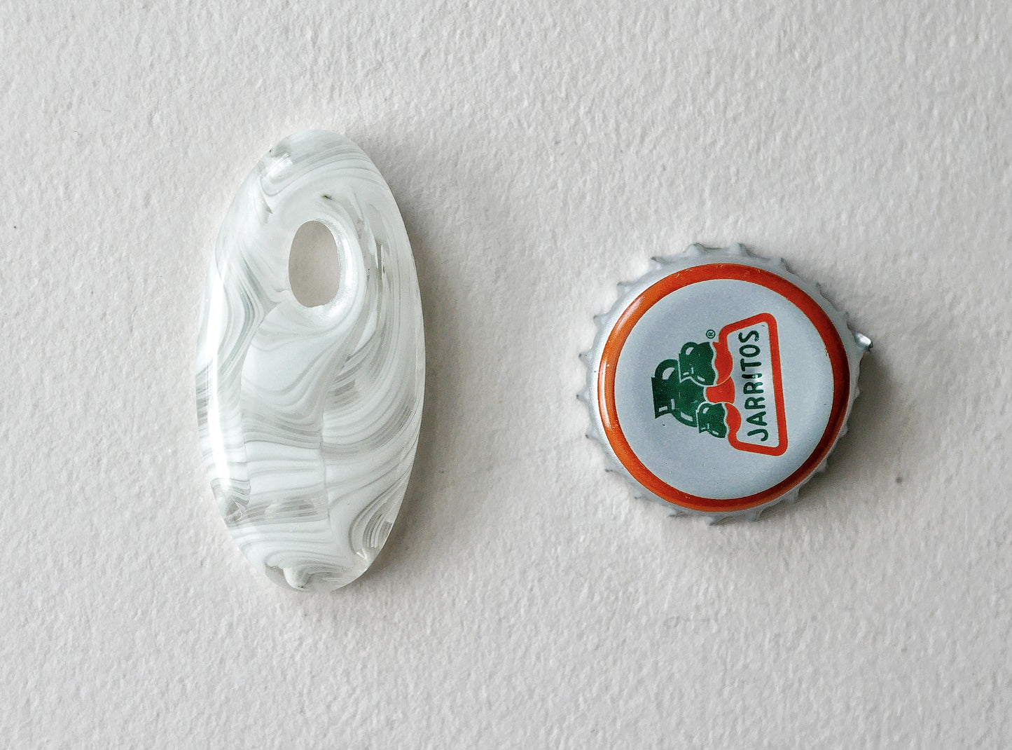Oval Pendant: Clear and White Swirl (PENDANT ONLY)