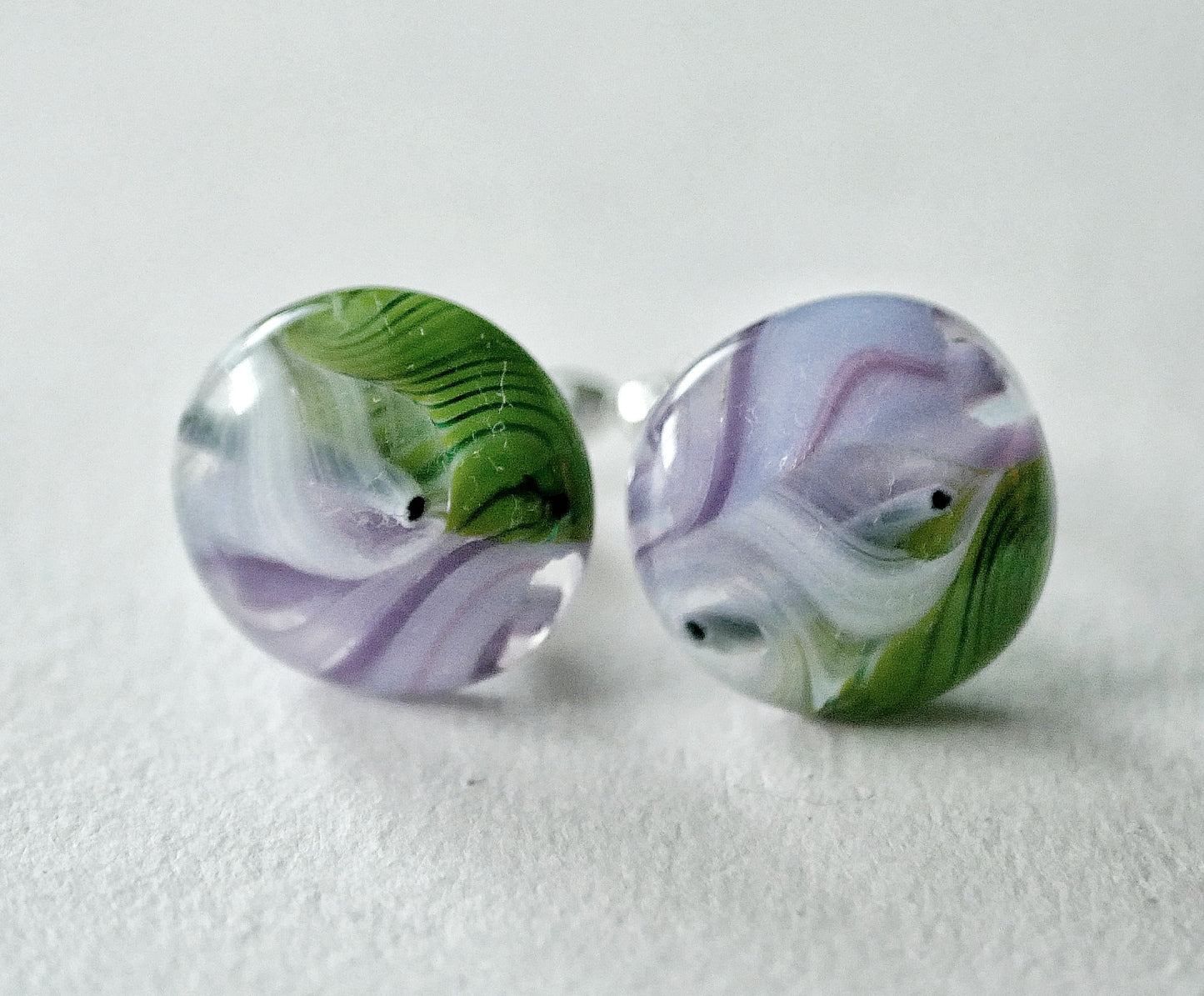 Purple, White and Green Collage Sterling Silver Cufflinks
