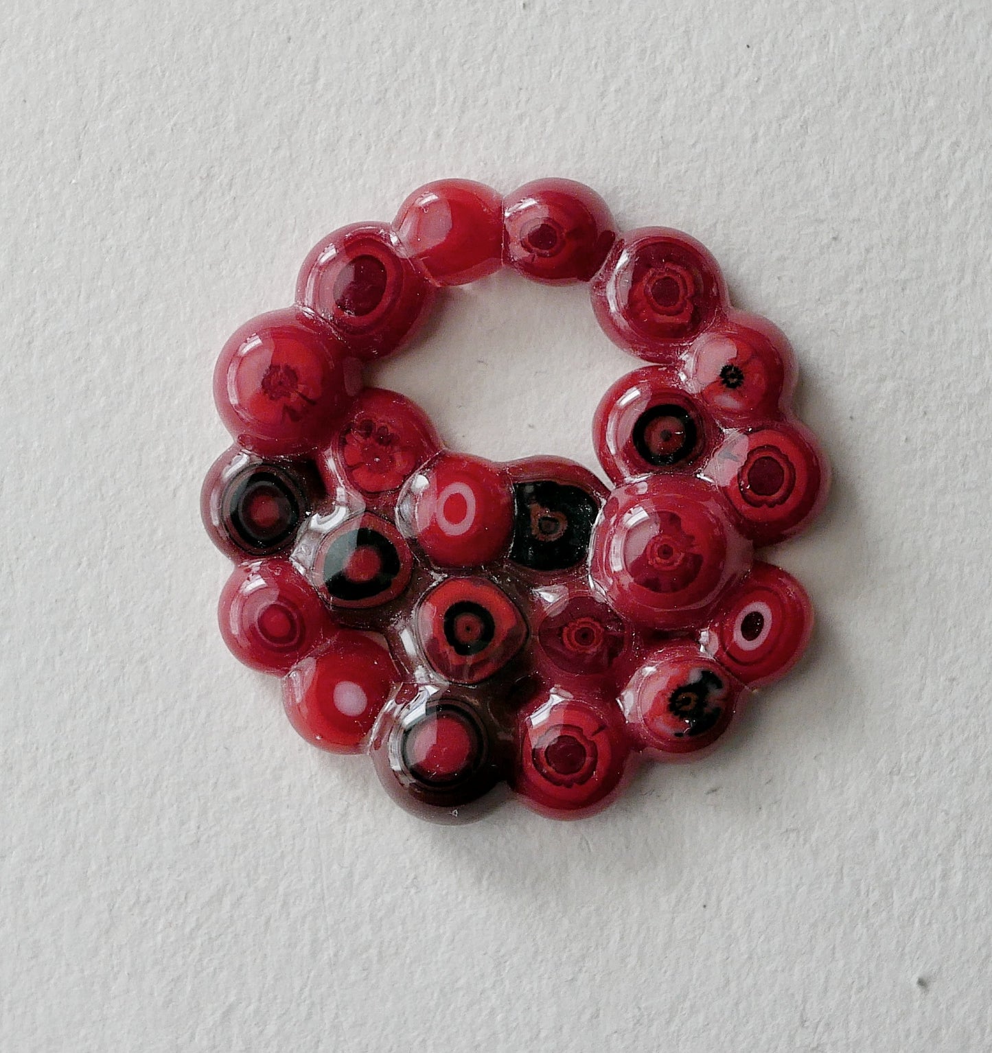 Red Murrine Cluster Pendant With Hole #2 (PENDANT ONLY)
