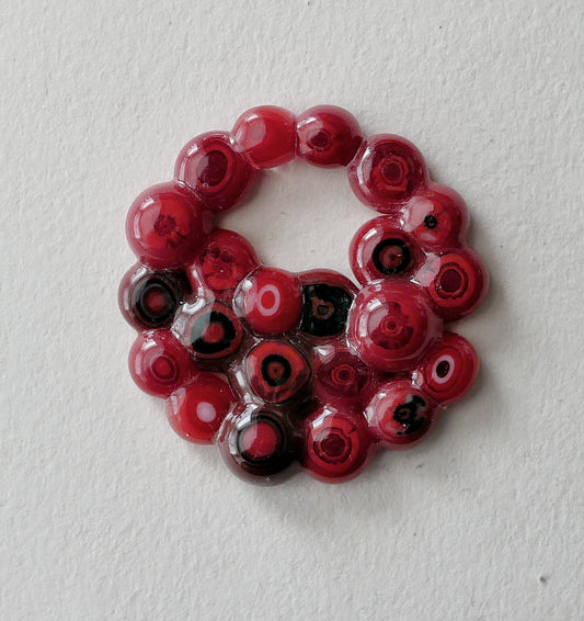 Red Murrine Cluster Pendant With Hole #2 (PENDANT ONLY)