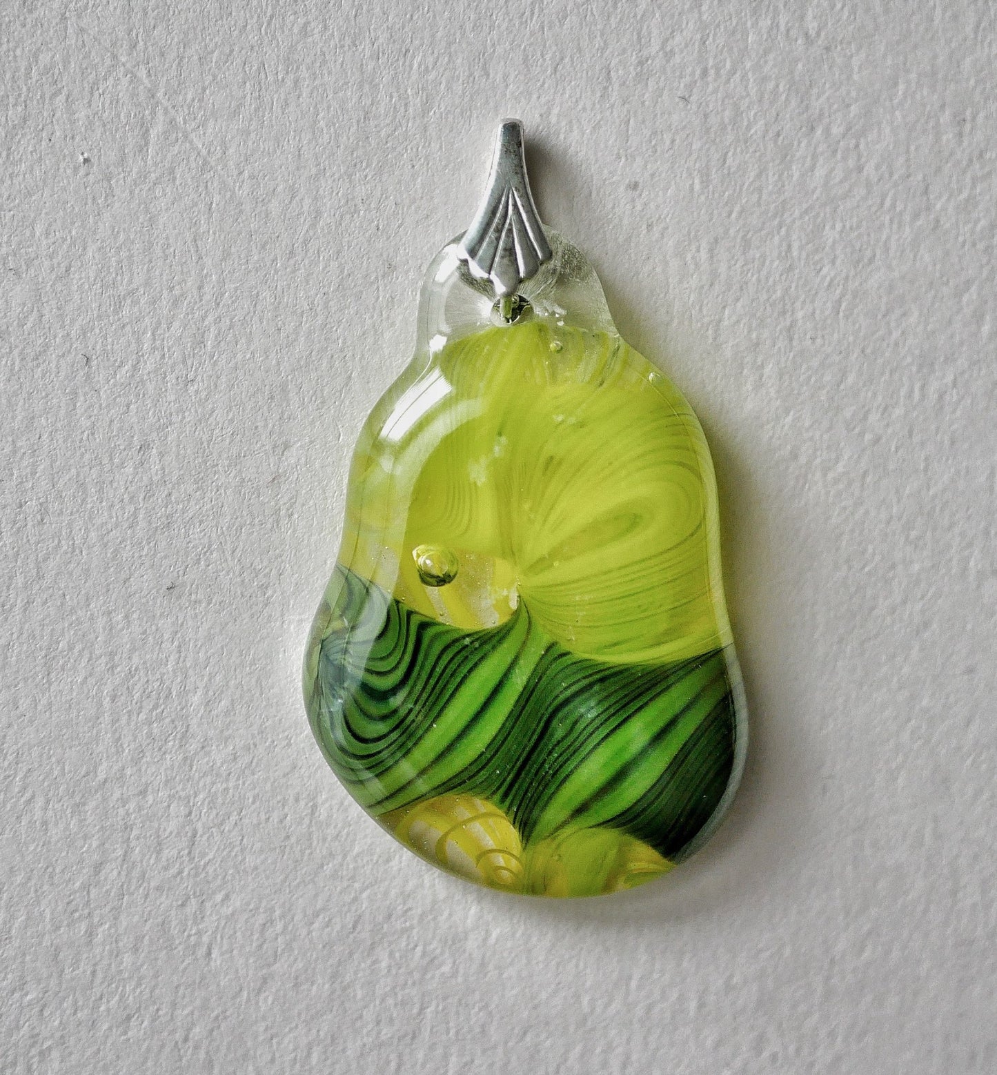 Green and Yellow Blob Pendant (Sterling Silver) (PENDANT ONLY)