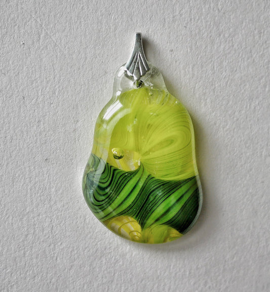 Green and Yellow Blob Pendant (Sterling Silver) (PENDANT ONLY)