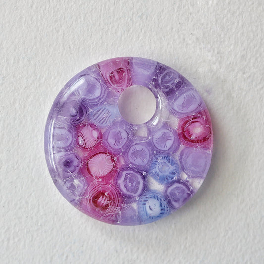 Round Pendant: Purple and Pink Murrine (PENDANT ONLY)