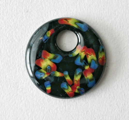 Round Pendant: Aventurine with Rainbow Confetti (PENDANT ONLY)