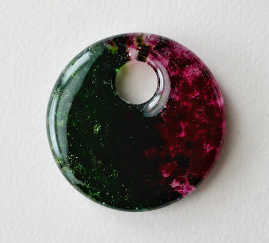 Round Pendant: Green and Fuchsia (PENDANT ONLY)