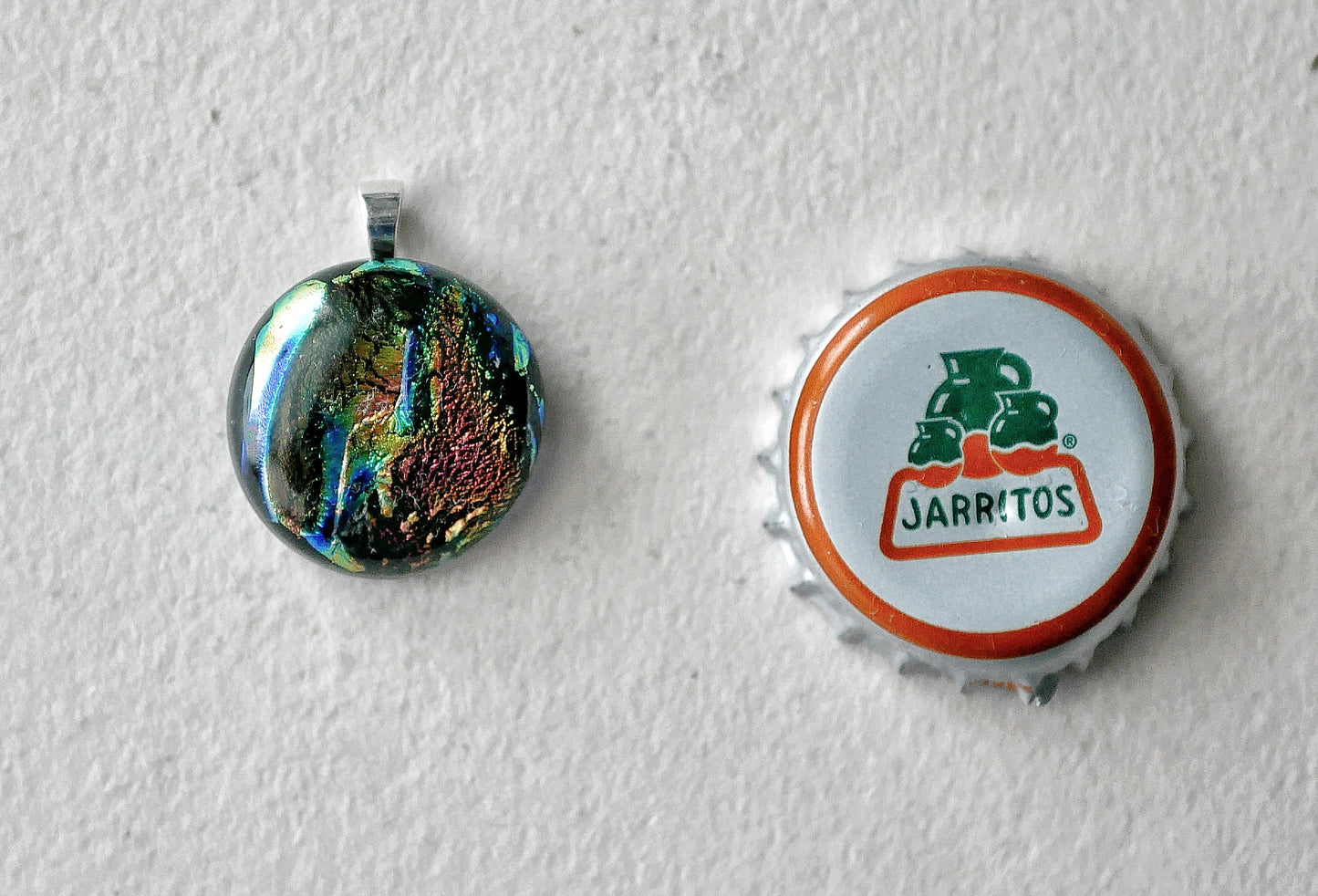 Orange and Blue Dichroic Pendant #2 (Sterling Silver) (PENDANT ONLY)