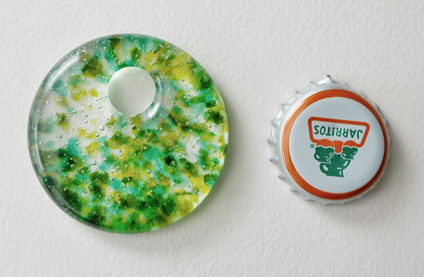 Round Pendant: Green and Yellow Confetti (PENDANT ONLY)