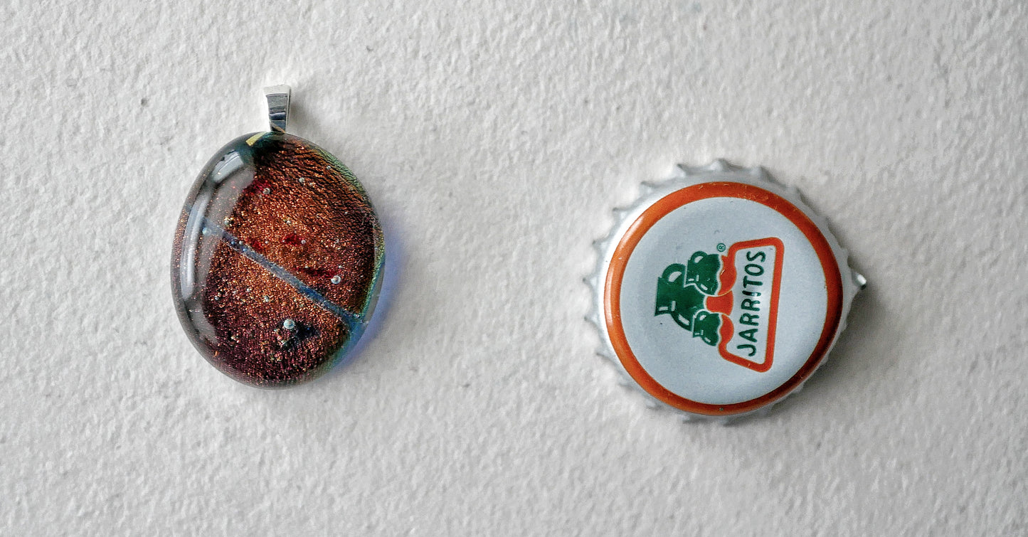 Magenta and Amber Dichroic Pendant #5 (Sterling Silver) (PENDANT ONLY)