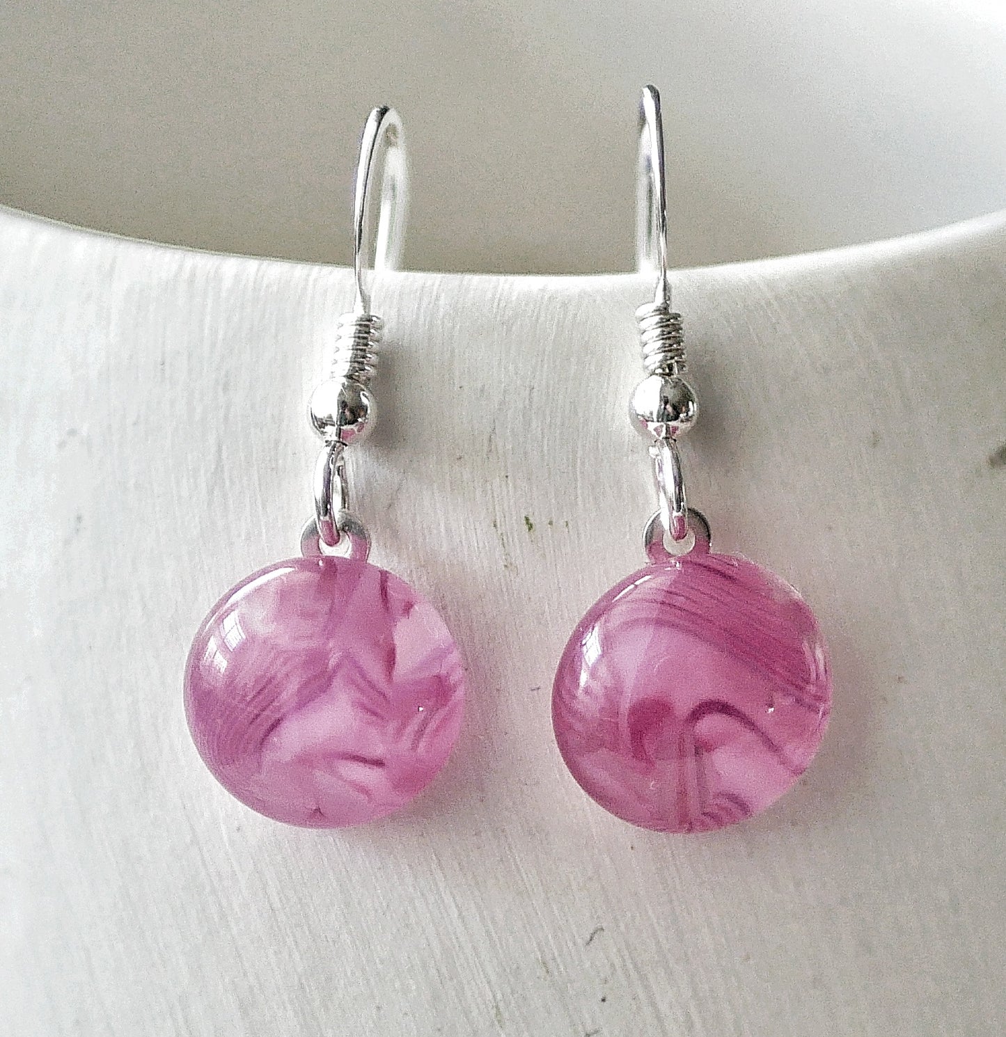 Pink Dangly Swirl Earrings #1