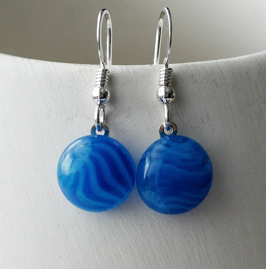 Blue Dangly Swirl Earrings #3