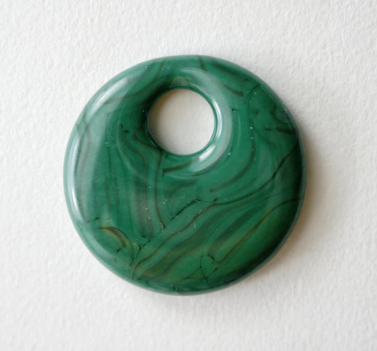 Round Pendant: Green Spectral Squiggles #2 (PENDANT ONLY)