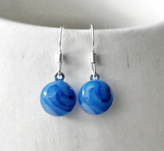 Blue Dangly Swirl Earrings #5