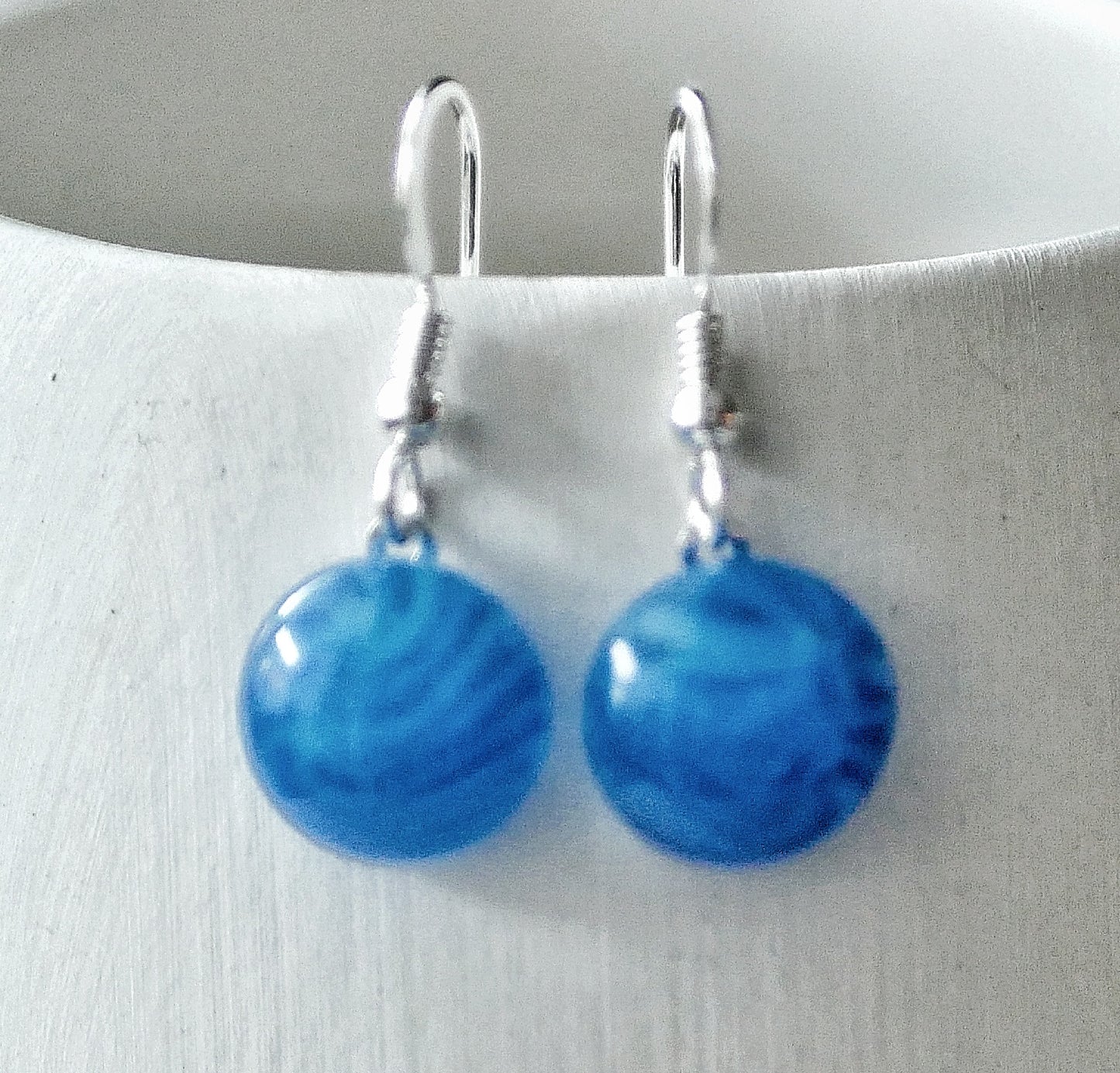 Blue Dangly Swirl Earrings #2