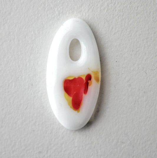 Oval Pendant: White with A Touch of Orange (PENDANT ONLY)