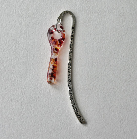 Bookmark with Red Glass Line Dangle