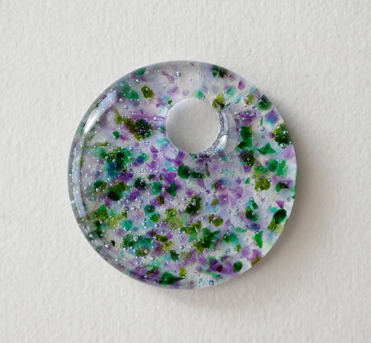 Round Pendant: Greens and Purples (PENDANT ONLY)