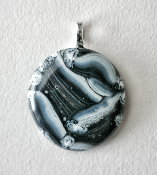 Black and White Brushstroke Pendant #3 (Base Metal) (PENDANT ONLY)