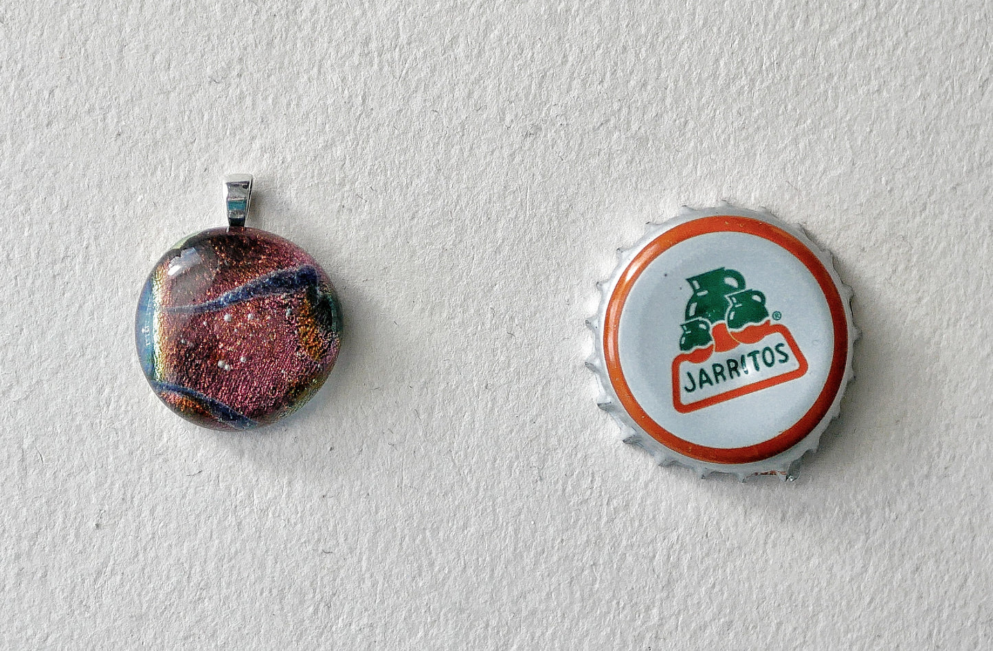 Magenta and Amber Dichroic Pendant #1 (Sterling Silver) (PENDANT ONLY)
