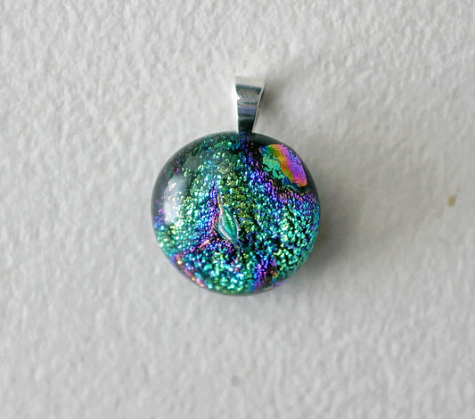 Cool Multicolor Dichroic Pendant #7 (Sterling Silver) (PENDANT ONLY)