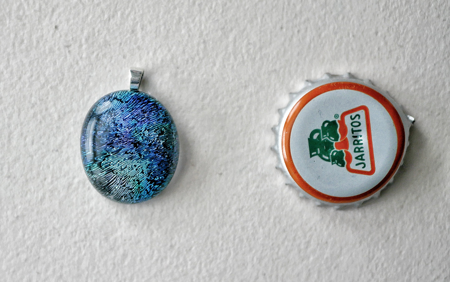 Blue and Silver Dichroic Pendant #2 (Sterling Silver) (PENDANT ONLY)
