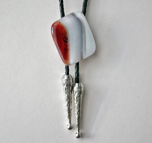 Copper and White Banded Bolo Tie #1