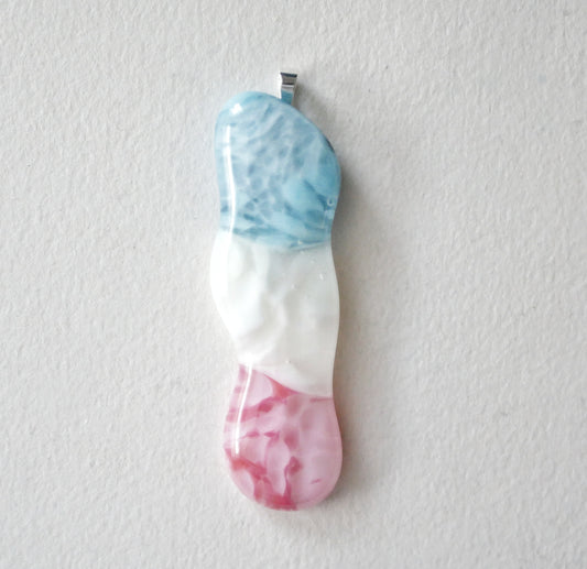 Long Trans Pride Blob Pendant #3 (PENDANT ONLY)