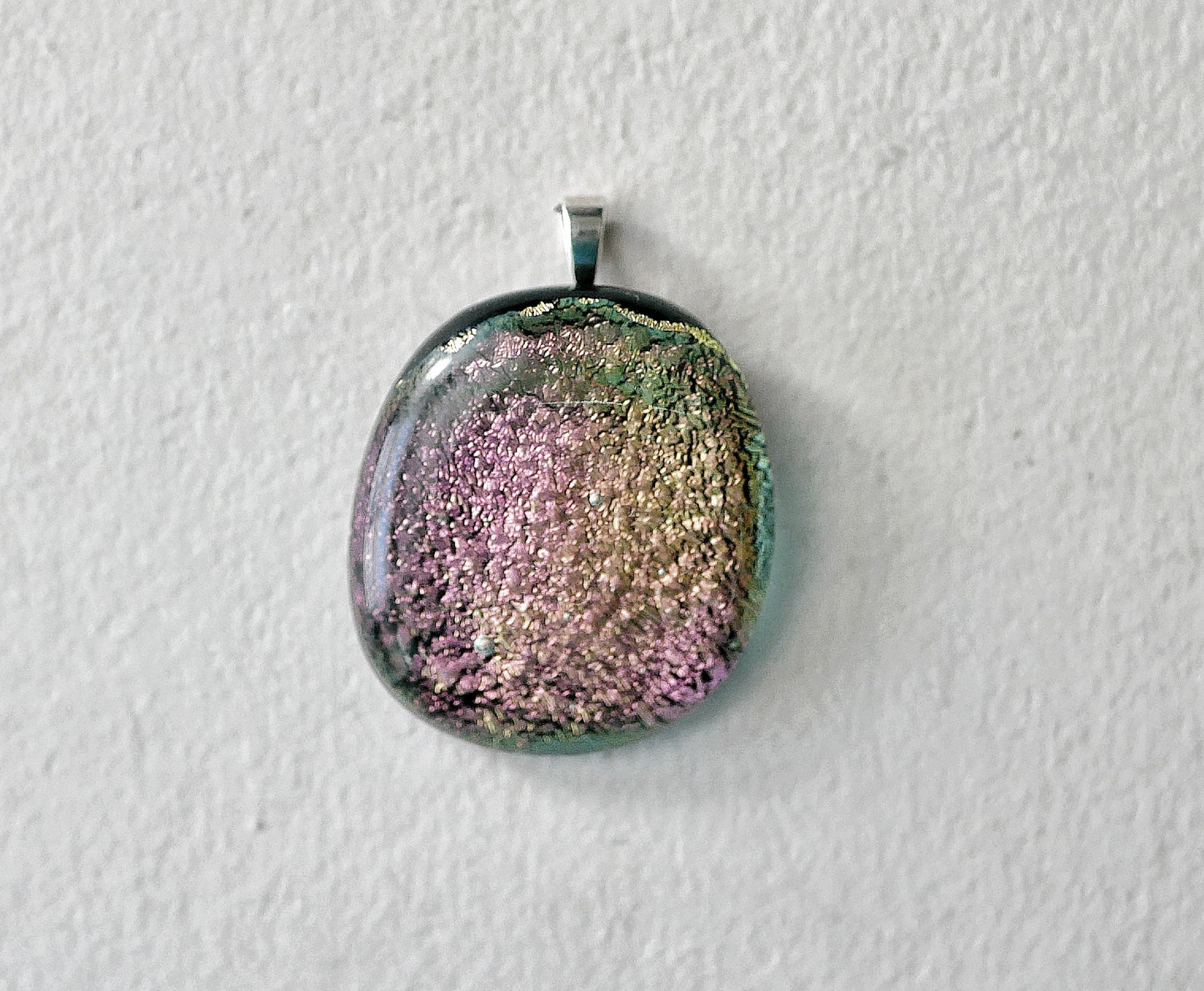 Pink and Yellow Dichroic Pendant #1 (Sterling Silver) (PENDANT ONLY)