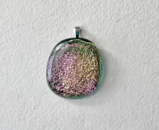 Pink and Yellow Dichroic Pendant #1 (Sterling Silver) (PENDANT ONLY)
