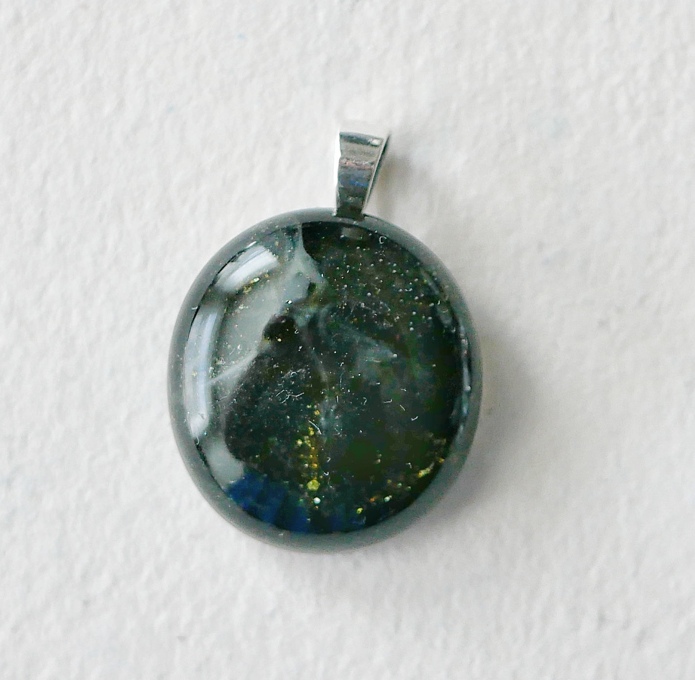 Golden Black Aventurine Dragonskin Pendant #1 (Sterling Silver) (PENDANT ONLY)