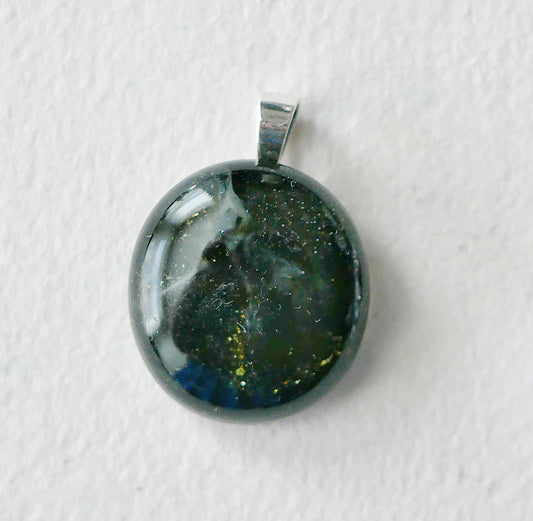 Golden Black Aventurine Dragonskin Pendant #1 (Sterling Silver) (PENDANT ONLY)